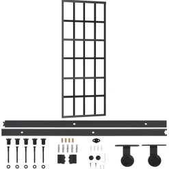 vidaXL Schuifdeur met beslag 76x205 cm aluminium en ESG-glas