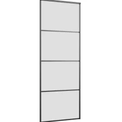 vidaXL Schuifdeur met beslagset 76x205 cm ESG glas zwart