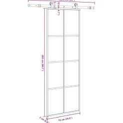 vidaXL Schuifdeur met beslag 76x205 cm ESG-glas en aluminium