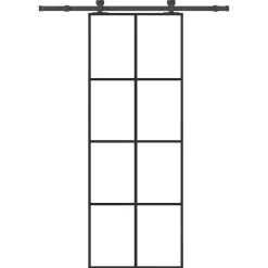 vidaXL Schuifdeur met beslag 76x205 cm ESG-glas en aluminium