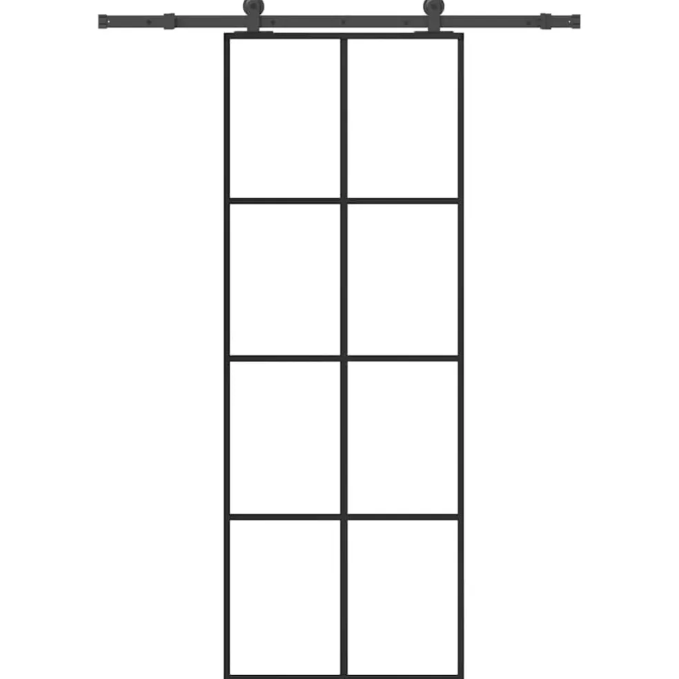 vidaXL Schuifdeur met beslag 76x205 cm ESG-glas en aluminium