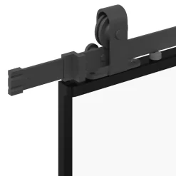 vidaXL Schuifdeur met beslagset 76x205 cm ESG glas zwart