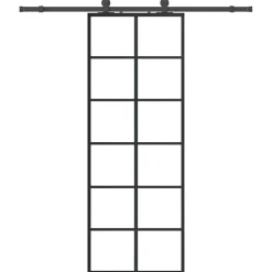 vidaXL Schuifdeur met beslagset 76x205 cm ESG glas zwart