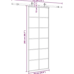 vidaXL Schuifdeur met beslagset 76x205 cm ESG glas zwart