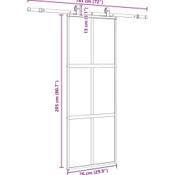 vidaXL Schuifdeur met beslagset 76x205 cm gehard glas zwart