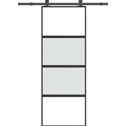 vidaXL Schuifdeur met beslag 76x205 cm gehard glas en aluminium