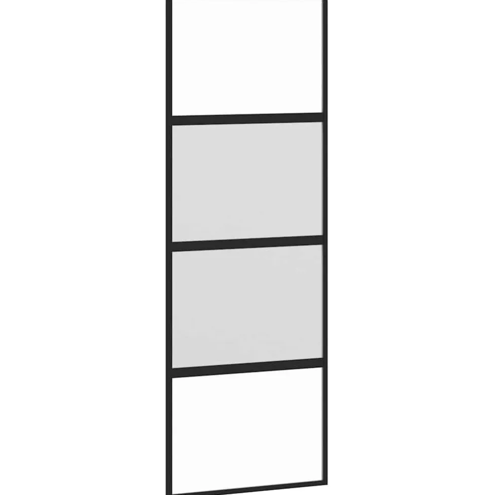 vidaXL Schuifdeur met beslag 76x205 cm gehard glas en aluminium