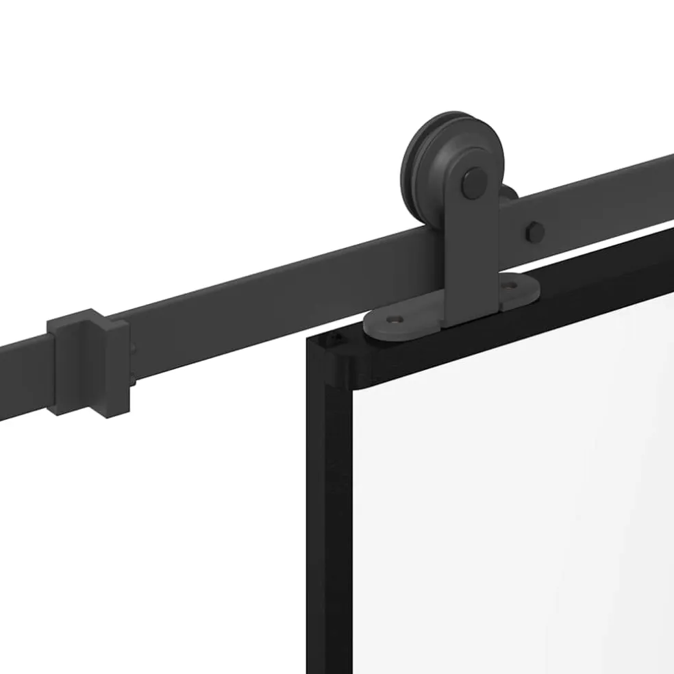 vidaXL Schuifdeur met beslag 76x205 cm gehard glas en aluminium