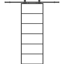 vidaXL Schuifdeur met beslagset 76x205 cm ESG glas zwart