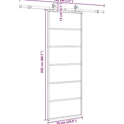 vidaXL Schuifdeur met beslagset 76x205 cm ESG glas zwart