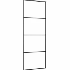 vidaXL Schuifdeur met beslagset 76x205 cm ESG glas zwart