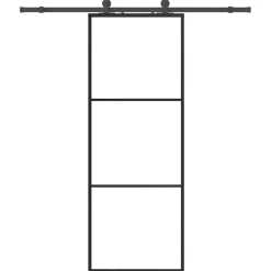 vidaXL Schuifdeur met beslagset 76x205 cm ESG glas zwart