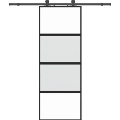 vidaXL Schuifdeur met beslagset 76x205 cm gehard glas zwart