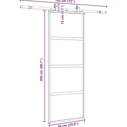 vidaXL Schuifdeur met beslagset 76x205 cm gehard glas zwart
