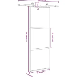 vidaXL Schuifdeur met beslag 76x205 cm gehard glas en aluminium