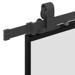 vidaXL Schuifdeur met beslagset 76x205 cm ESG glas zwart