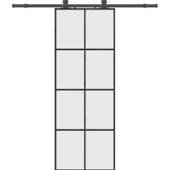 vidaXL Schuifdeur met beslagset 76x205 cm ESG glas zwart