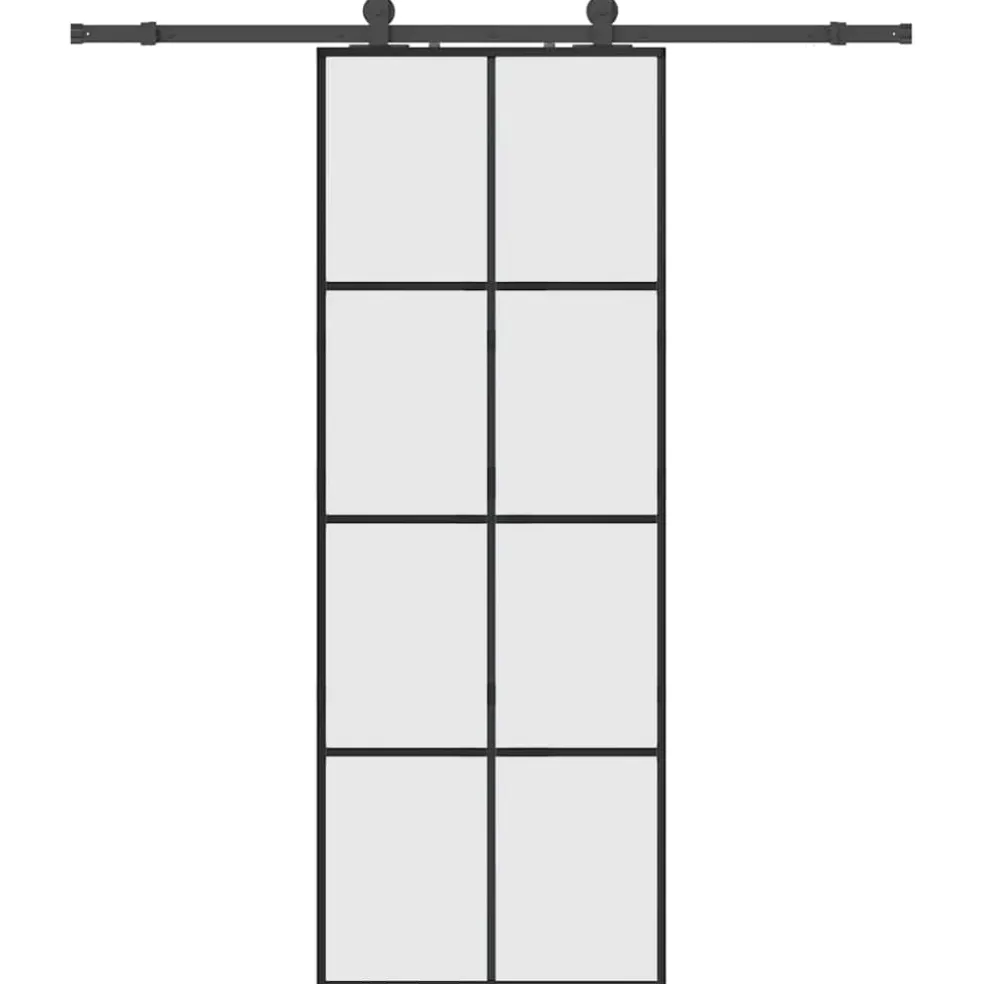 vidaXL Schuifdeur met beslagset 76x205 cm ESG glas zwart