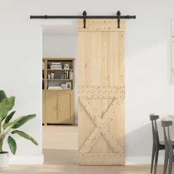 vidaXL Schuifdeur NARVIK Naturel en Zwart 70 x 210 cm (152,5 cm)