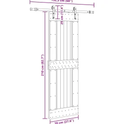vidaXL Schuifdeur NARVIK Naturel en Zwart 70 x 210 cm (152,5 cm)