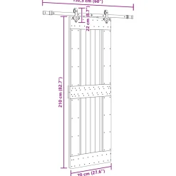 vidaXL Schuifdeur NARVIK Naturel en Zwart 70 x 210 cm (152,5 cm)
