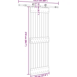 vidaXL Schuifdeur NARVIK Naturel en Zwart 70 x 210 cm (152,5 cm)
