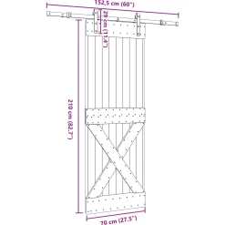vidaXL Schuifdeur NARVIK 70 x 210 cm (152,5 cm) Naturel en Zwart