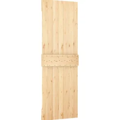 vidaXL Schuifdeur Naturel en Zwart 70 x 210 cm Massief Grenenhout