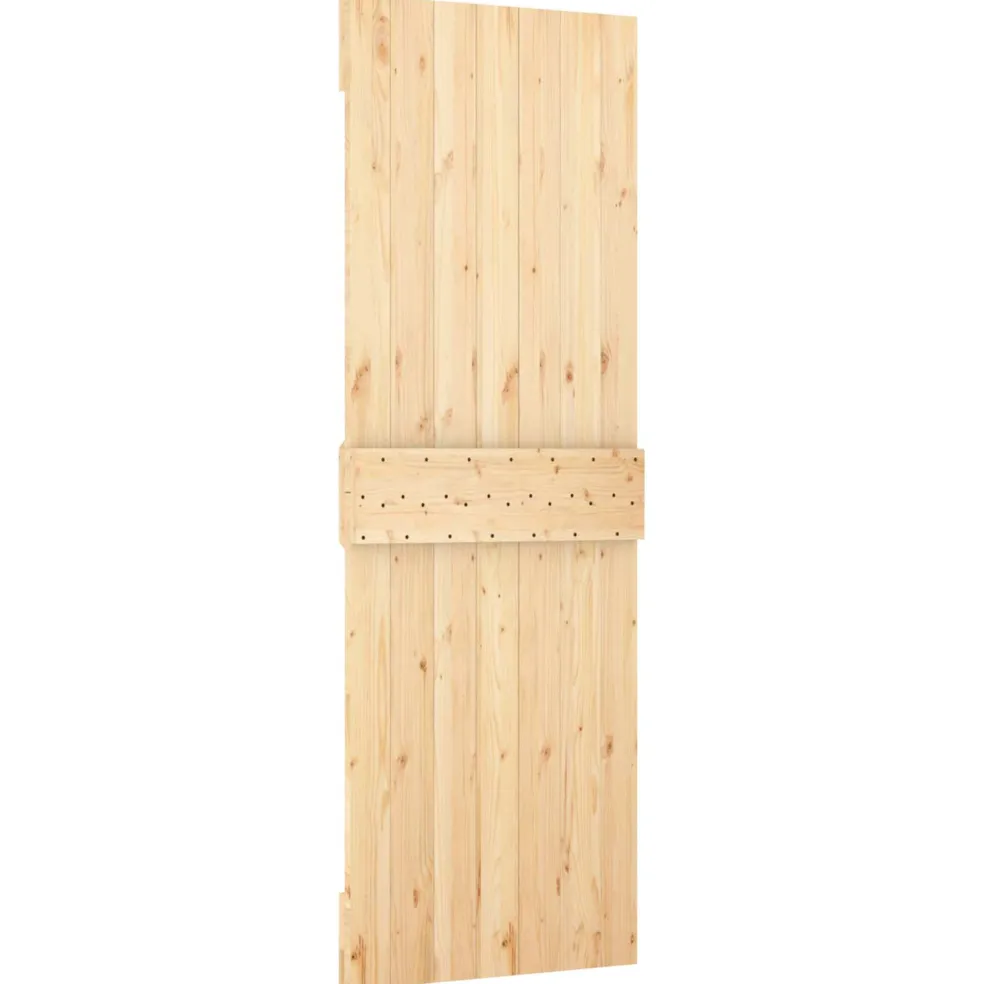 vidaXL Schuifdeur Naturel en Zwart 85 x 210 cm Massief Grenenhout