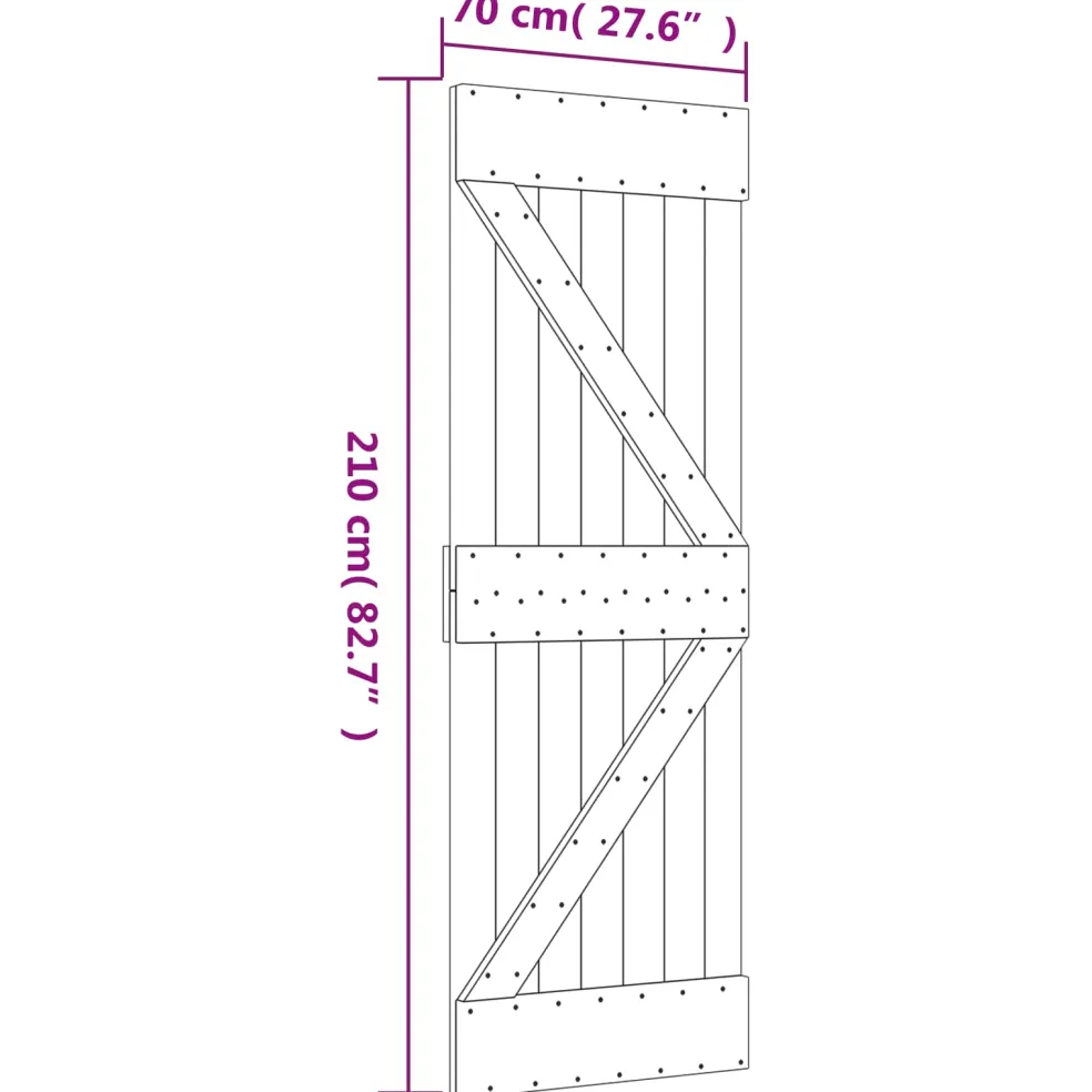 vidaXL Schuifdeur Naturel en Zwart 85 x 210 cm Massief Grenenhout