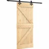 vidaXL Schuifdeur Naturel en Zwart 85 x 210 cm Massief Grenenhout