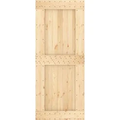 vidaXL Schuifdeur Naturel en Zwart 85 x 210 cm Massief Grenenhout