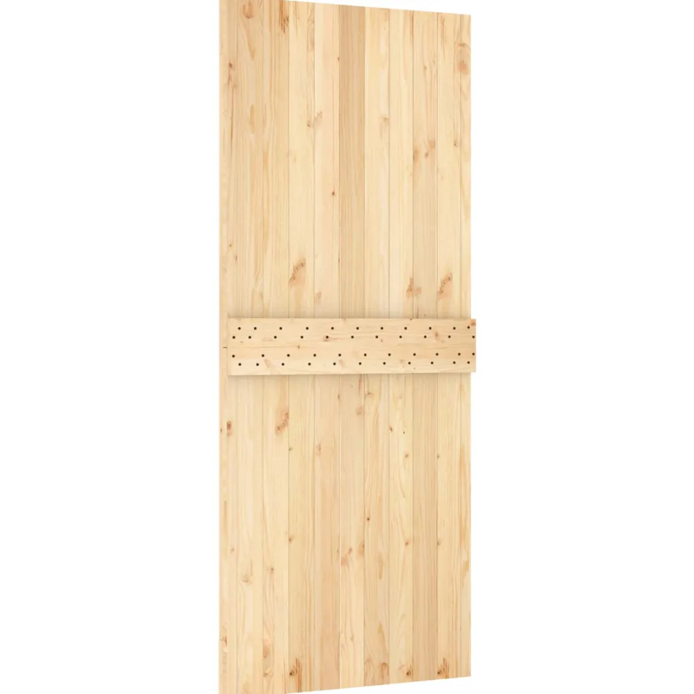 vidaXL Schuifdeur Naturel en Zwart 85 x 210 cm Massief Grenenhout