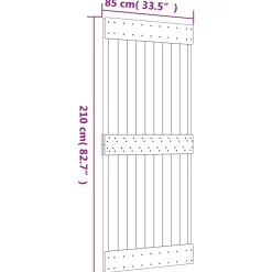 vidaXL Schuifdeur Naturel en Zwart 85 x 210 cm Massief Grenenhout