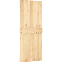 vidaXL Schuifdeur Naturel en Zwart 85 x 210 cm Massief Grenenhout