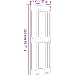 vidaXL Schuifdeur Naturel en Zwart 70 x 210 cm Massief Grenenhout