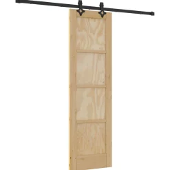 vidaXL Schuifdeur Naturel en Zwart 61 x 198,5 cm Massief grenenhout