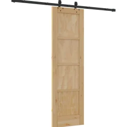 vidaXL Schuifdeur Naturel en Zwart 61 x 198,5 cm Massief grenenhout