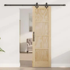 vidaXL Schuifdeur Naturel en Zwart 61 x 198,5 cm Massief grenenhout
