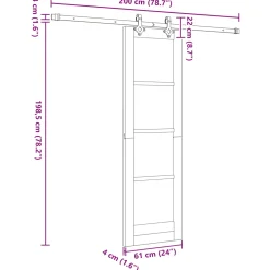 vidaXL Schuifdeur Naturel en Zwart 61 x 198,5 cm Massief grenenhout