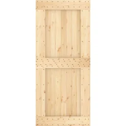 vidaXL Schuifdeur Naturel en Zwart 90 x 210 cm Massief Grenenhout