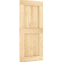 vidaXL Schuifdeur Naturel en Zwart 90 x 210 cm Massief Grenenhout
