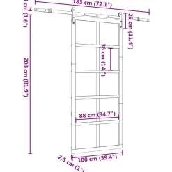 vidaXL Schuifdeur Naturel 100 x 208 cm Massief grenenhout