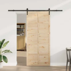 vidaXL Schuifdeur Naturel 100 x 208 cm Massief grenenhout