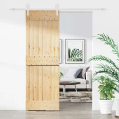 vidaXL Schuifdeur Natuurlijk en Wit 70 x 210 cm Massief Grenenhout