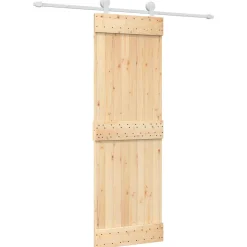 vidaXL Schuifdeur Natuurlijk en Wit 70 x 210 cm Massief Grenenhout