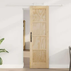 vidaXL Schuifdeur Natuurlijk en Wit 61 x 198,5 cm Massief grenenhout