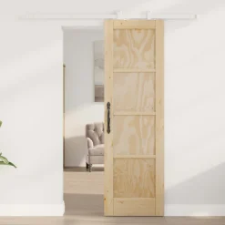 vidaXL Schuifdeur Natuurlijk en Wit 61 x 198,5 cm Massief grenenhout