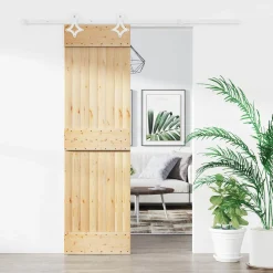 vidaXL Schuifdeur Natuurlijk en Wit 70 x 210 cm Massief Grenenhout
