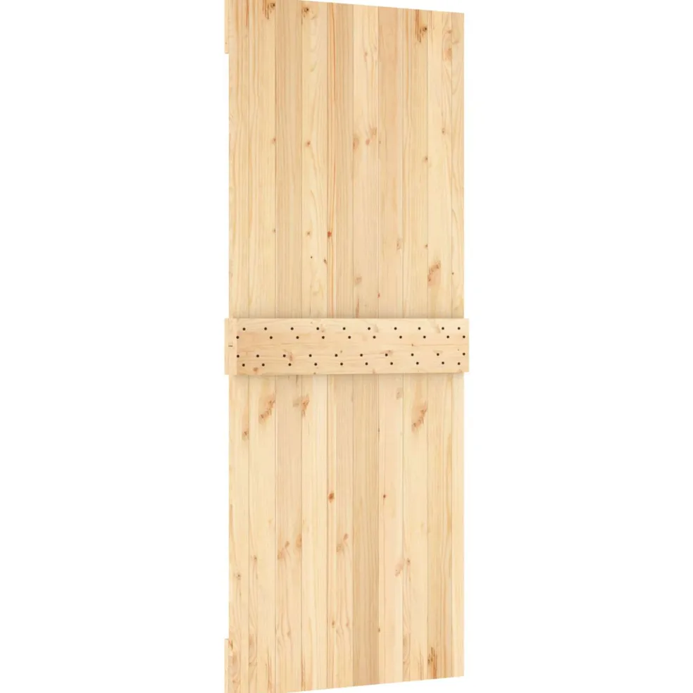 vidaXL Schuifdeur Natuurlijk en Wit 80 x 210 cm Massief Grenenhout